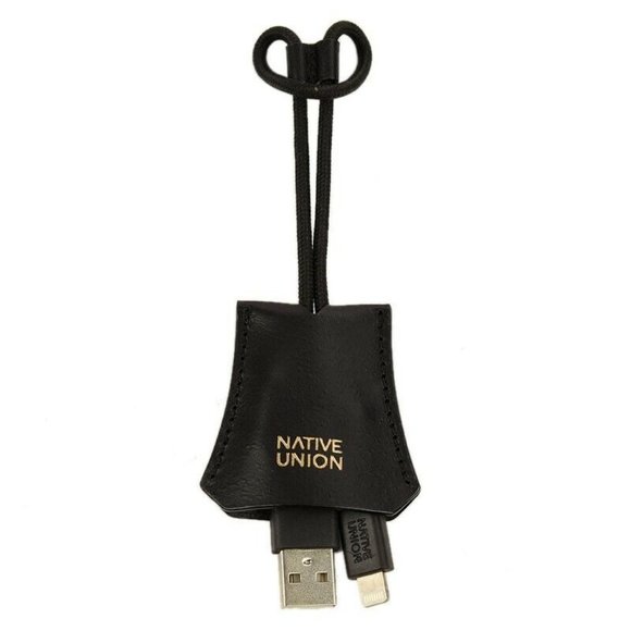 NATIVE UNION Black TAG CABLE Lightning Cable USB Leather Clochette For Bag NIB - Picture 1 of 4